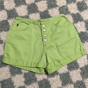 GITANO Vintage NWT NEW Green Button Up High Waisted Shorts Y2K 90s 2000s Size 12